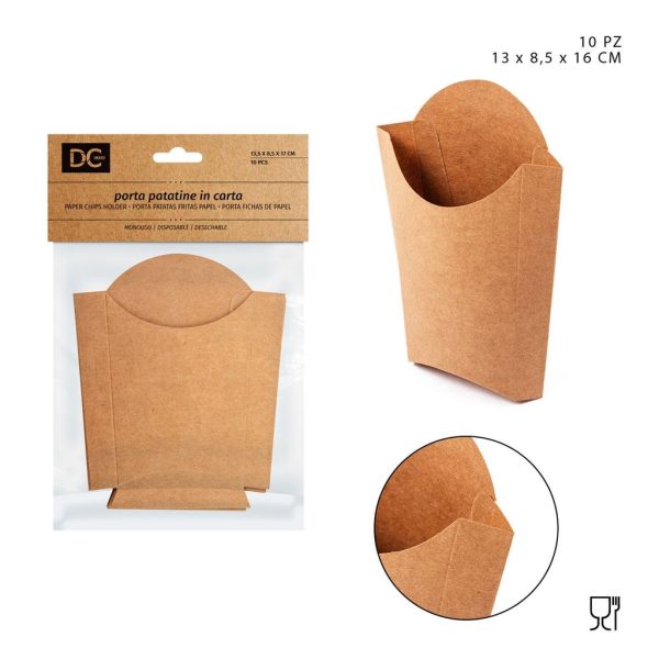 Envase para papas fritas de papel desechable 13X8.5X16CM 10 piezas - Utensilios de cocina
