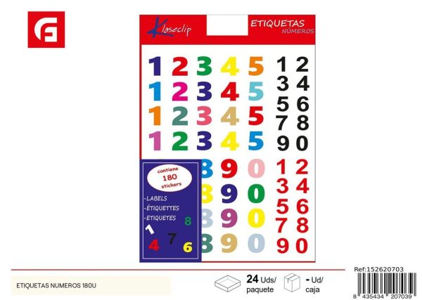 Etquetas adhesivas números 180 U - Material de oficina