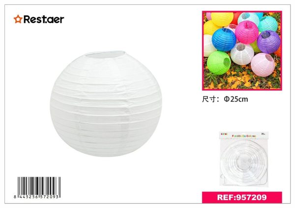 Farolillo de papel blanco 25cm - Accesorios de fiesta y decoración