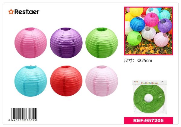 Farolillo de papel multicolor 25cm - Accesorios de fiesta y decoración