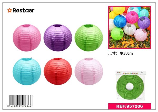 Farolillo de papel multicolor 30cm - Artículos de fiesta