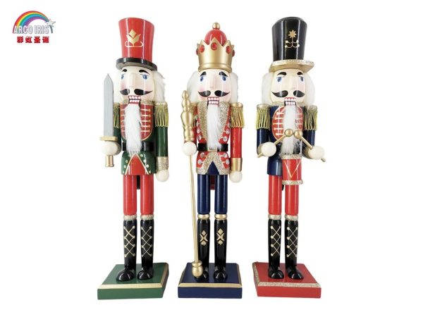 Figura cascanueces soldado madera Navidad (surtido) 10x8x38 cm - Decoración navideña