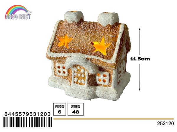 Figura cerámica de casa de galletas - Decoraciones festivas navideñas