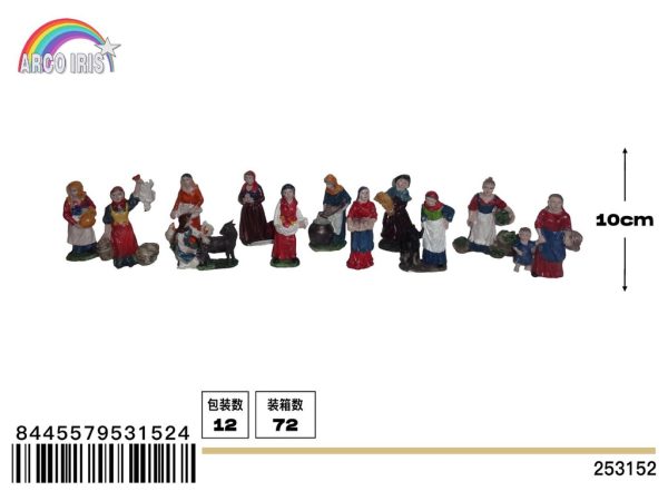 Figuras de personajes de Navidad 12 piezas - Adornos navideños festivos