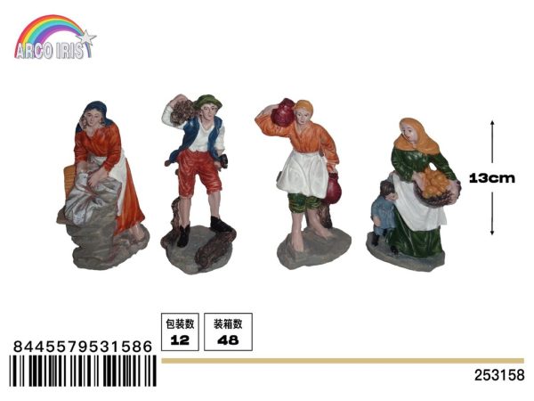 Figuras de personajes de Navidad 4 piezas - Adornos navideños festivos