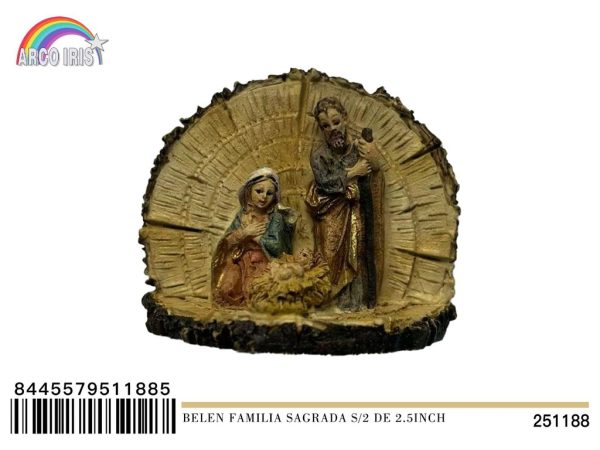 Figurita de familia sagrada set de 2 de 2.5" - Adornos navideños y figuritas religiosas