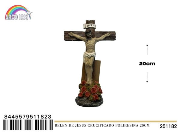Figurita poliresina de Jesús crucificado 20 cm - Adornos navideños religiosos