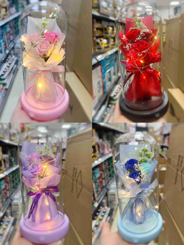 Flor eterna con luz en cúpula de cristal - Regalos de San Valentín - Imagen 2