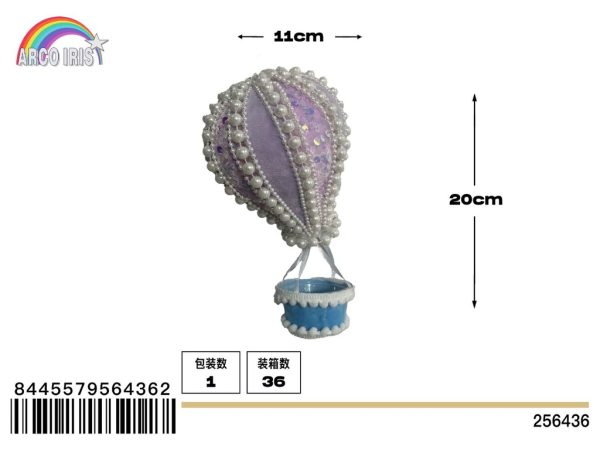 Globo aerostático morado 11x20 cm - Decoración navideña colgante