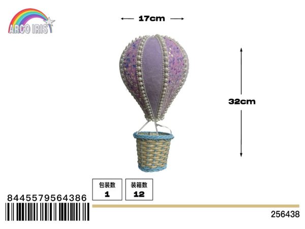 Globo aerostático morado 17x32 cm - Decoración navideña colgante