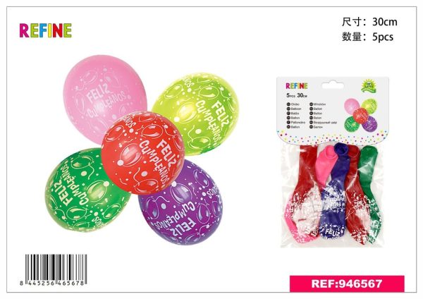 Globo de cumpleaños feliz 5 pcs - Globos decorativos multicolor 30 cm