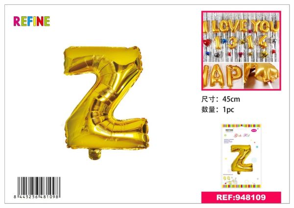 Globo de foil dorado Z 45 cm - Decoración de fiesta y eventos