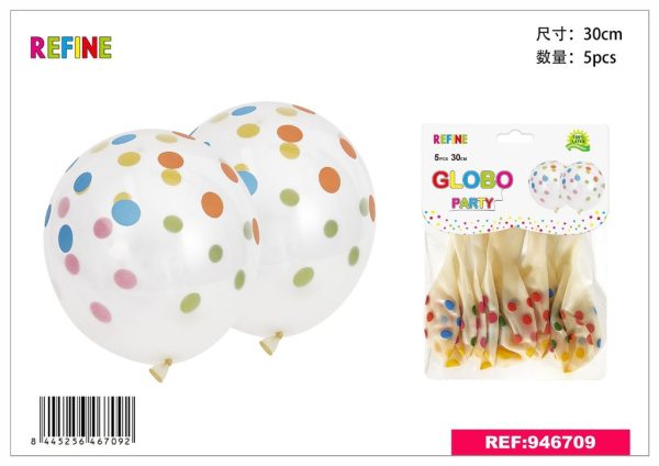 Globo de látex estampado (set de 5) 30 cm - Artículos para fiestas - Imagen 5