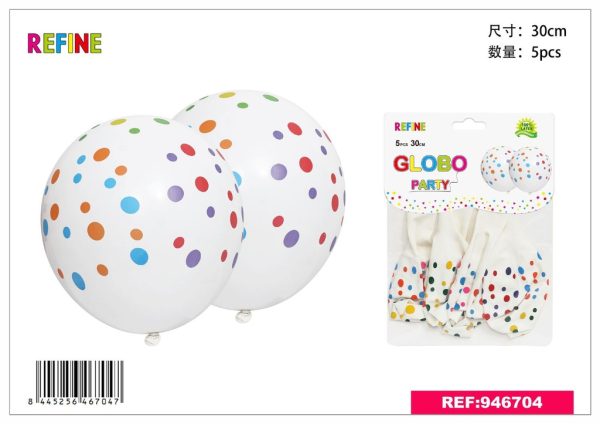 Globo de látex estampado (set de 5) 30 cm - Artículos para fiestas - Imagen 6