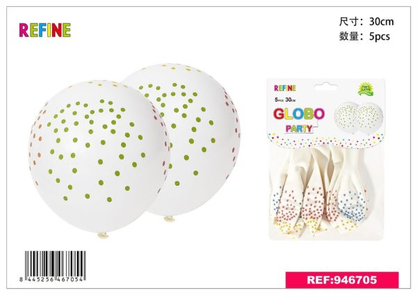 Globo de látex estampado 5 pcs 30 cm - Decoración de fiesta