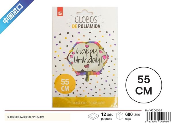Globo hexagonal de aluminio 1pc 55cm - Decoración de fiestas