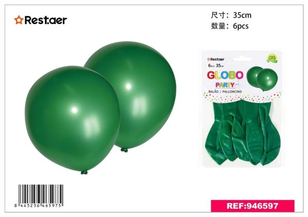 Globo perlado verde 6 pcs - Globos de fiesta