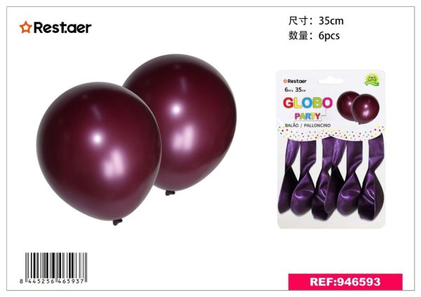 Globos Burdeos Perlado 6 piezas - Artículos de fiesta