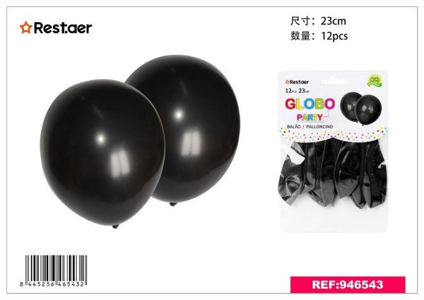 Globos Negro 12 piezas 23 cm - Artículos de fiesta
