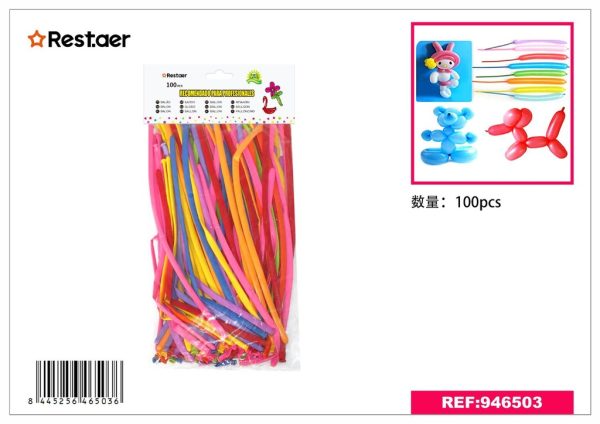 Globos alargados 100pcs multicolor para fiestas