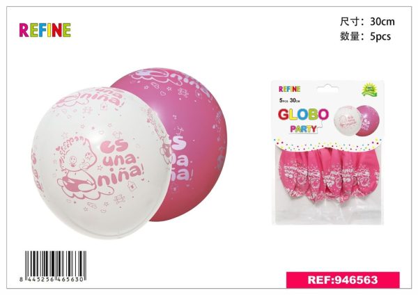 Globos estampados multicolor (5 unidades) 30 cm - Artículos de fiesta