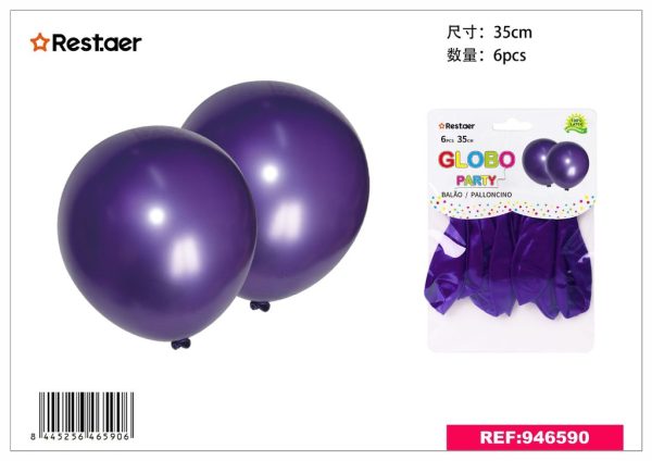 Globos morados perlados 6pcs para fiestas y decoraciones