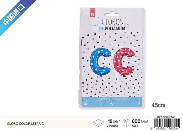 Grosor letra "C" globo de color - Artículos de fiesta
