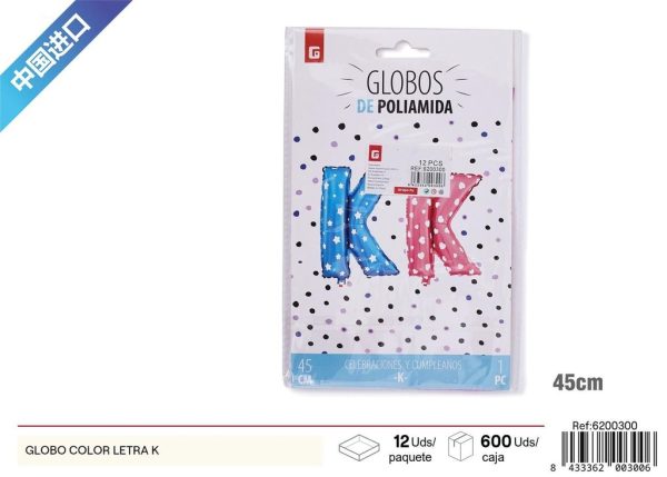 Grosor letra "K" globo de color - Artículos de fiesta