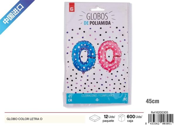 Grosor letra "O" globo de color - Artículos de fiesta