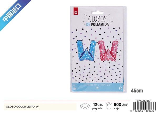 Grosor letra "W" globo de color - Artículos de fiesta
