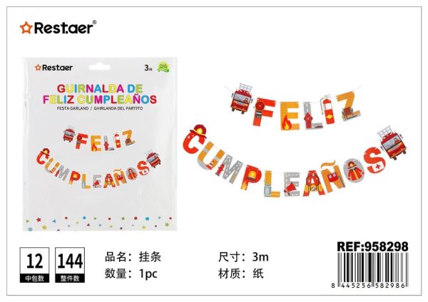 Guirnalda de Fiesta Feliz Cumpleaños 3 m - Artículos de fiesta - Imagen 2