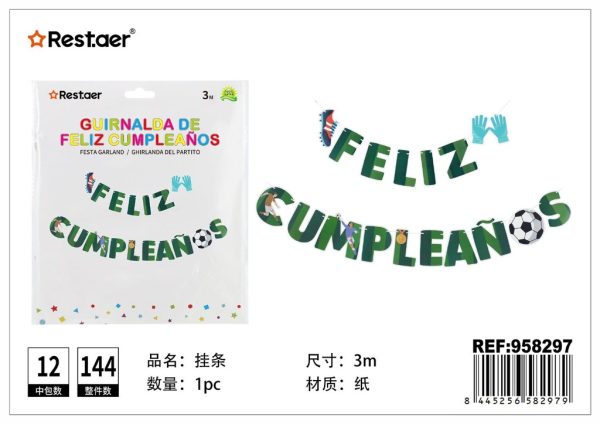 Guirnalda de fiesta feliz cumpleaños 3m - Decoraciones de fiesta