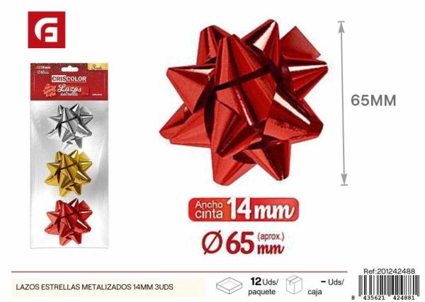 Lazos de regalo metalizados 14mm 3 ud - Artículos para envolver