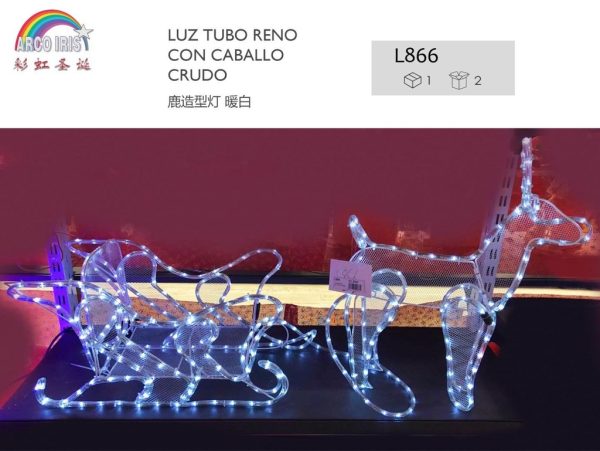 Luz de Tubo de Reno con Caballo Crudo - Decoración navideña y luces