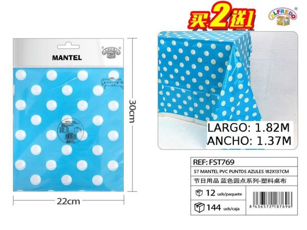 Mantel PVC de puntos azules 182x137cm - Decoraciones de fiesta