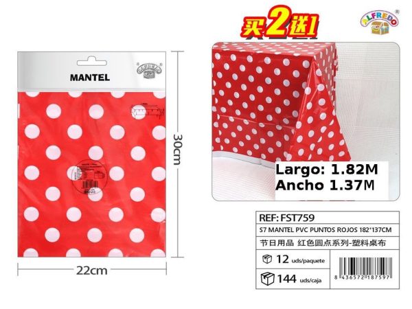 Mantel PVC de puntos rojos 182x137cm - Decoraciones de fiesta