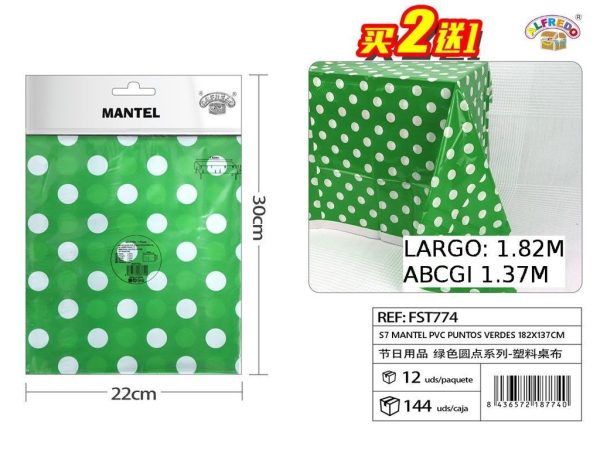 Mantel PVC de puntos verdes 182x137cm - Decoraciones de fiesta