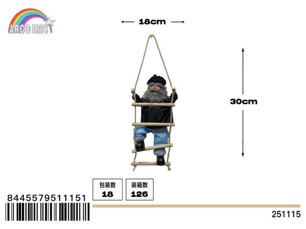 Papa Noel Vasco subiendo escalera 18x30 cm - Muñeco navideño - Imagen 2