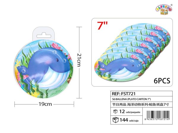 Plato de cartón S6 ballena 7" - Artículos de fiesta