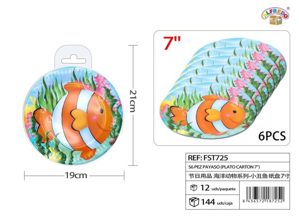 Plato de cartón S6 pez payaso 7" - Artículos de fiesta