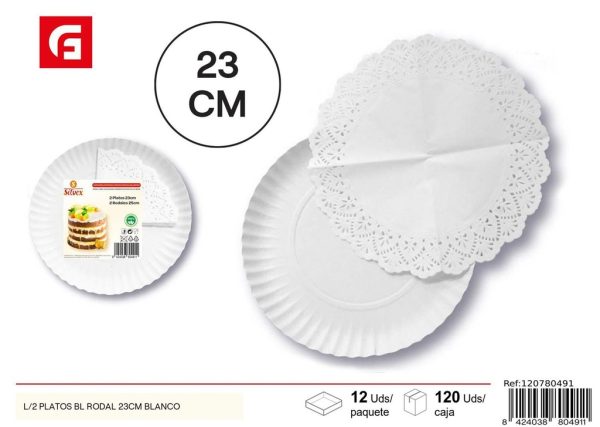 Plato redondo de papel blanco de 23cm - Artículos desechables