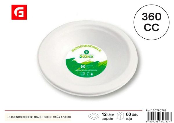 Platos desechables biodegradables 360CC 8 piezas - Vajilla desechable