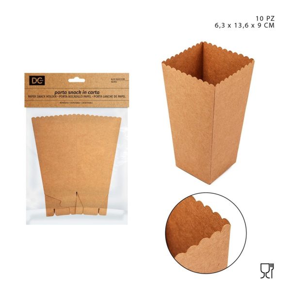 Porta bocadillo de papel desechable 6.3x13.6x9cm 10pz - Utensilios de cocina