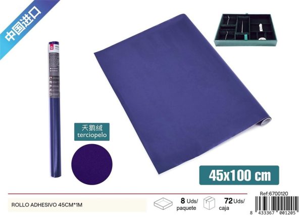 Rollo adhesivo papel decorativo en terciopelo azul 45x1m