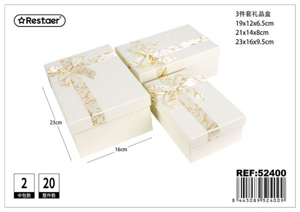 Set de 3 cajas de regalo rectangular con diseño de melodía color amarillo vainilla - Artículos de regalo y detalles