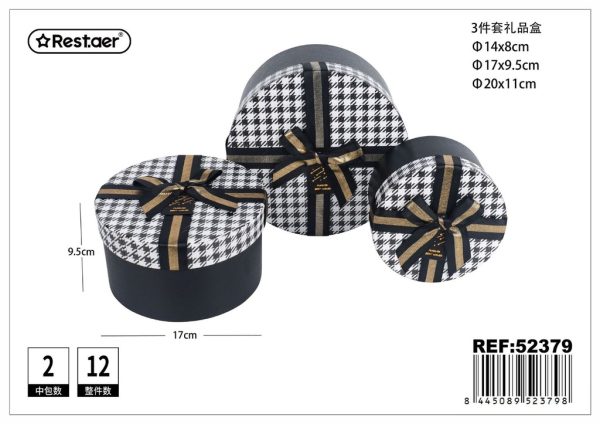 Set de 3 cajas de regalo redondas negras - Artículos de regalo